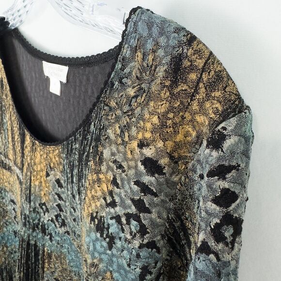 Christopher & Banks 3/4 Sleeve Lettuce Hem Top Womens Medium Artsy Fairy Grunge - Picture 7 of 16